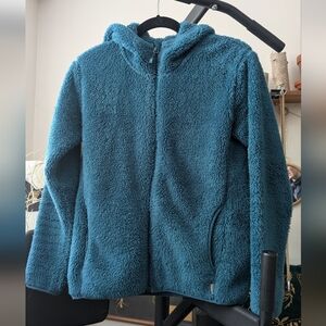 Eddie Bauer Teal Green Fleece Cozy Hoodie Full Zip Size XS - EUC
